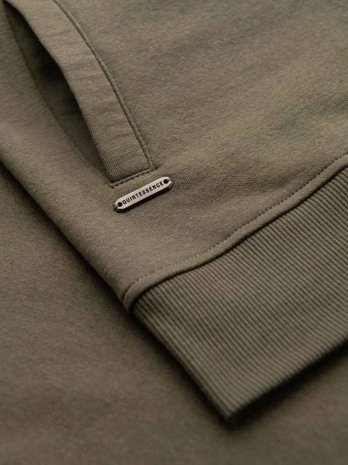 Cotton unbuttoned men's sweatshirt bomber - khaki V1 OM-SSZP-0215