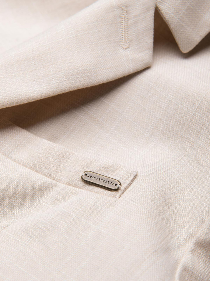 Men's REGULAR cut blazer with linen - cream V1 OM-BLZB-0128