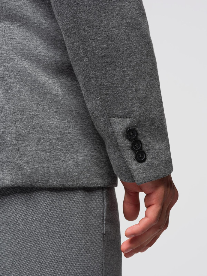 Dzianinowa marynarka męska o dopasowanym kroju - grafitowa V1 OM-BLZB-0100