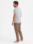 Men's cotton t-shirt with pocket print - light grey V10 OM-TSPT-0154