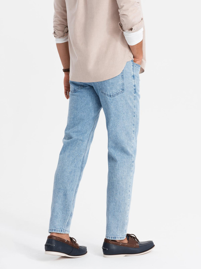 Marmurkowe męskie spodnie jeansowe CARROT FIT – jasnoniebieskie V1 OM-PADP-0225