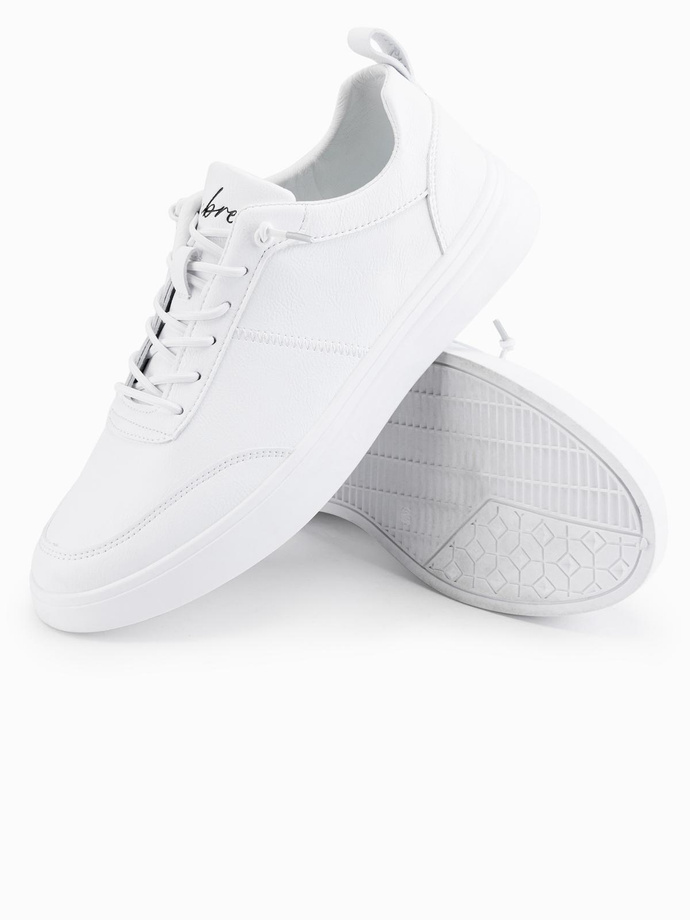 Monochromatyczne męskie buty w stylu sportowym z przeszyciami – białe V1 OM-FOCS-0159
