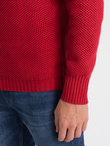 Men's knitted sweater with spread collar - red V8 OM-SWZS-0105
