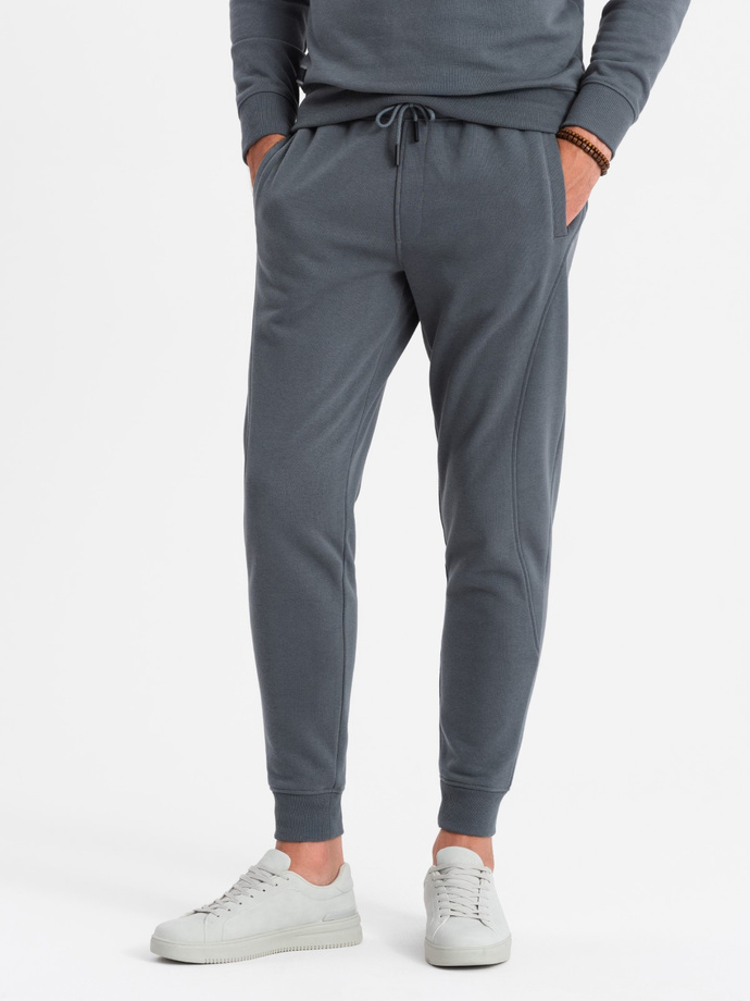 Dresowy męski bawełniany komplet BASIC bluza nierozpinana + joggery – grafitowy V11 Z84