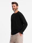 Men's raglan sweater with ribbed sleeves - black V2 OM-SWSW-0144