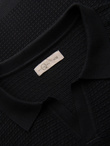 Men's knitted unbuttoned polo shirt - black V3 OM-POSS-0157
