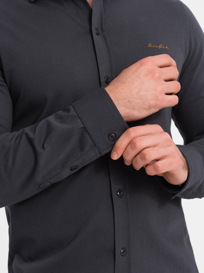 Men's REGULAR cotton single jersey knit shirt - graphite V6 OM-SHCS-0138