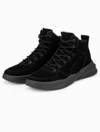 Buty męskie sneakersy wysokie - czarne V3 T380