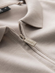Longsleeve męski z zapinanym na zamek kołnierzykiem polo – popielaty V2 OM-POLS-0130