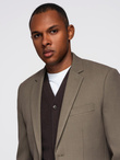 Męska elegancka marynarka SLIM FIT z rayonem – oliwkowa V5 OM-BLZB-0135 