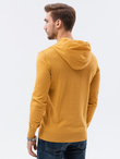 Sweter męski z kapturem - musztardowy V4 E187