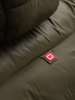 Men's quilted winter jacket with combined materials - dark olive green V3 OM-JAHP-0145