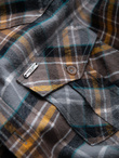 Men's checkered flannel shirt with pockets - gray-yellow V1 OM-SHCS-0149