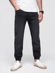 Men's denim JOGGERS pants with classic flare - black V3 OM-PADJ-0265