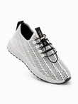 Men's mesh slip-on sneakers shoes - white V7 OM-FOKS-0117