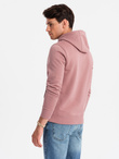 Men's BASIC cotton sweatshirt kangaroo hoodie - dark pink V4 OM-SSBN-0161