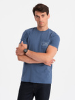 Ombre Streetstyle men's cotton pocket print t-shirt - indigo V9 OM-TSCT-0108