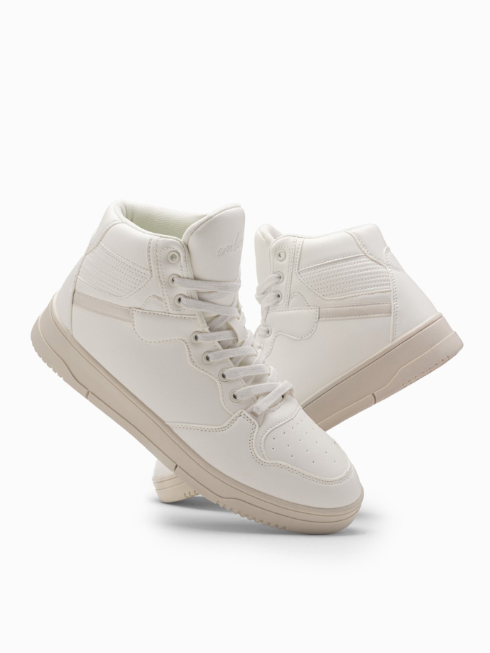 Męskie buty sneakersy z wysoką cholewką – białe V1 OM-FOSH-0139