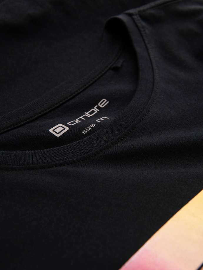 Men's printed cotton t-shirt - black V1 S1750