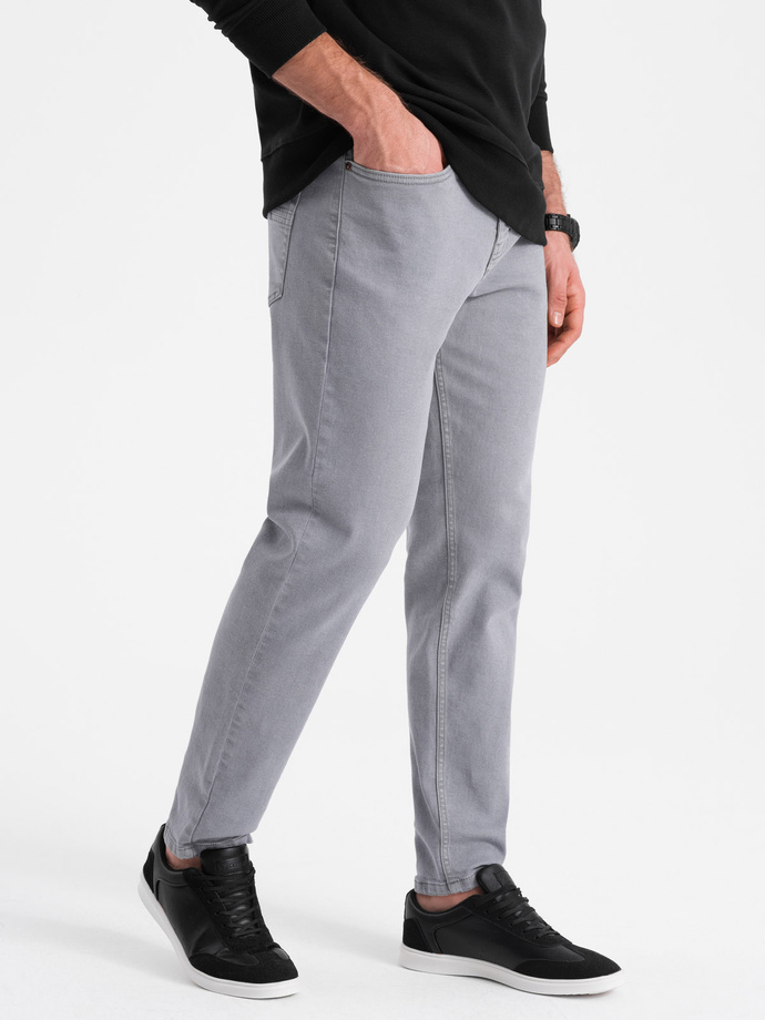 Spodnie męskie jeansowe bez przetarć SLIM FIT - szare V1 OM-PADP-0148