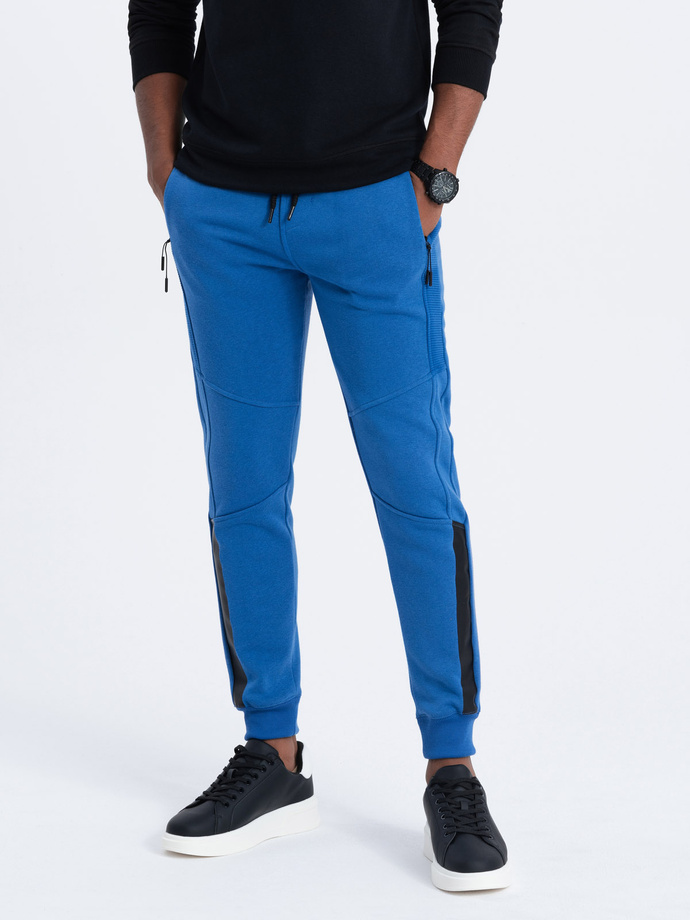 Men's sweatpants with stitching - blue V8 OM-PASK-0137