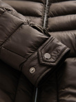Men's imitation leather jacket with ribbed hem - dark brown V1 OM-JAFL-0109