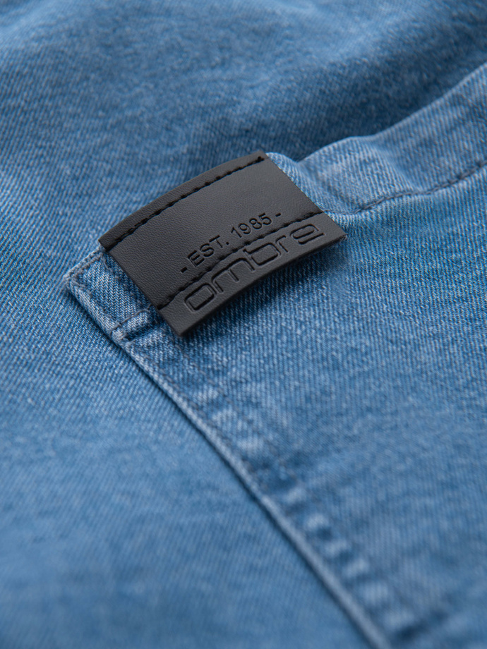 Men's denim shorts with rolled up leg - light blue V1 OM-SRDS-0161 