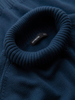 Męski golf sweter z dzianiny – ciemnoniebieski V2 OM-SWTN-0163