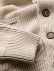 Men's cotton cardigan sweater with shawl collar - beige V2 OM-SWCD-0153