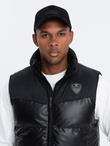 Men's quilted sleeveless glossy - black V1 OM-JAVJ-0113