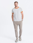 Men's reglan cotton t-shirt - gray and white V2 S1623