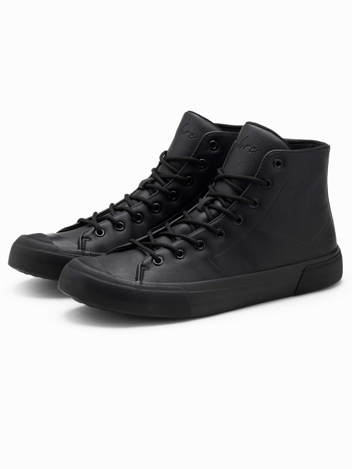 Men's high-top sneakers with rubber toe - black V6 OM-FOSH-0138
