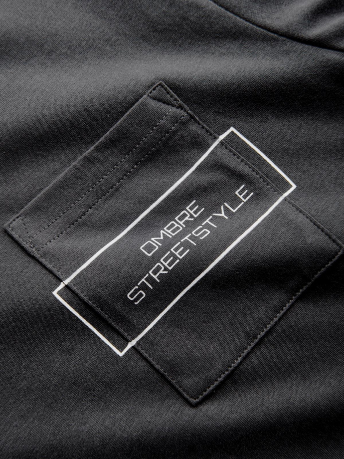 Ombre Streetstyle men's cotton pocket print t-shirt - black V1 OM-TSCT-0108