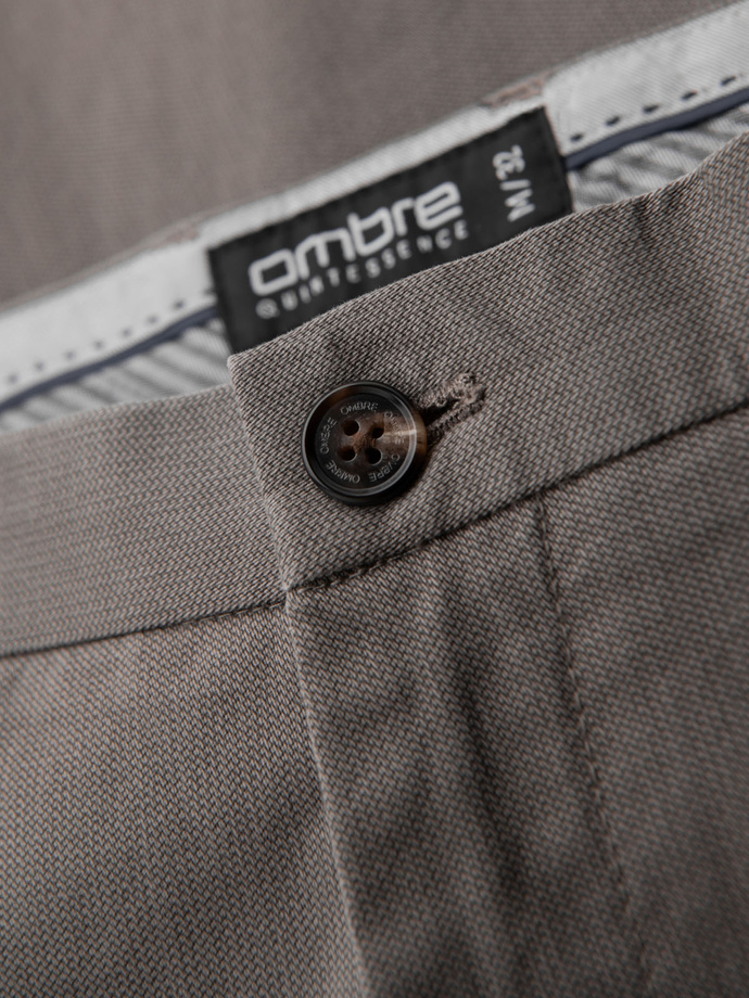 Men's REGULAR FIT chino pants with fine texture - gray V1 OM-PACP-0184