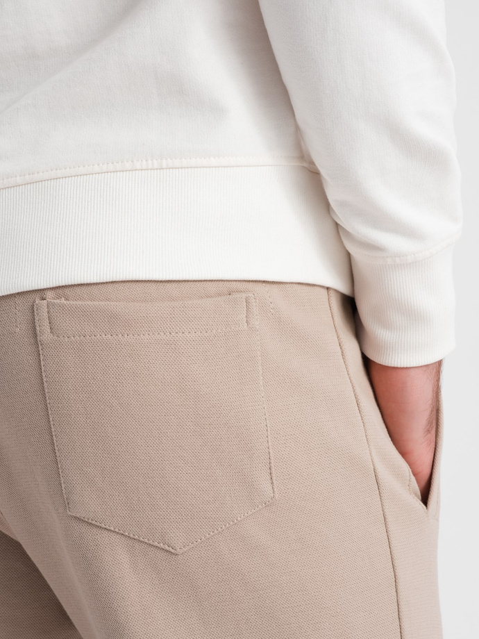 CARROT men's structured knit sweatpants - beige V2 OM-PASK-0143