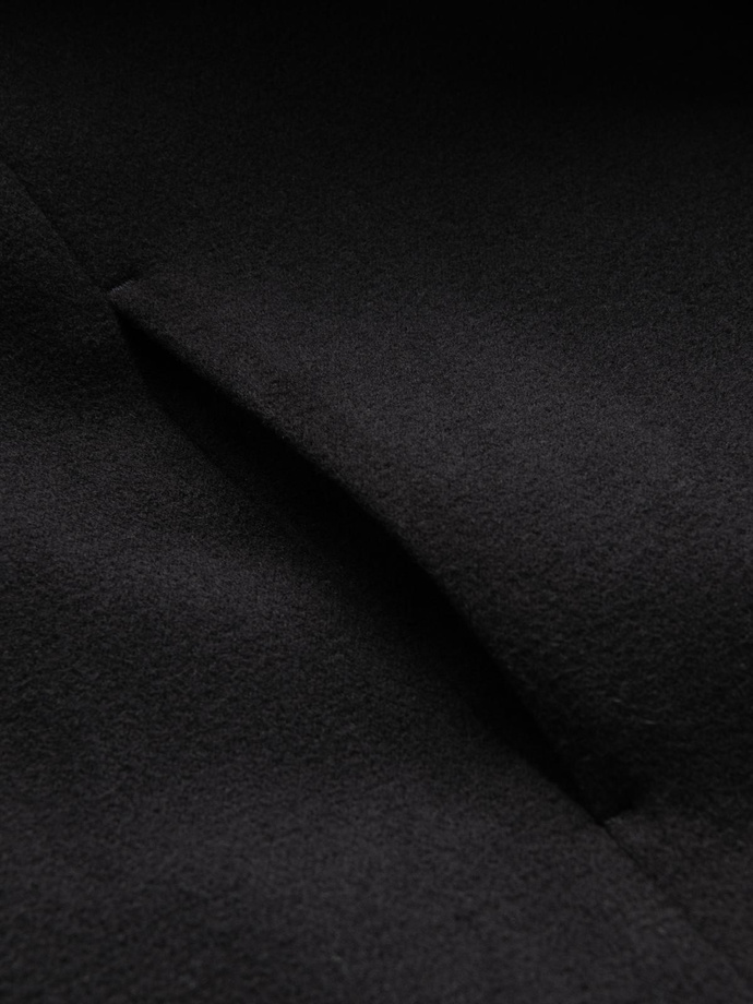 Men's coat with high collar and asymmetrical fastening - black V2 OM-COWC-0120