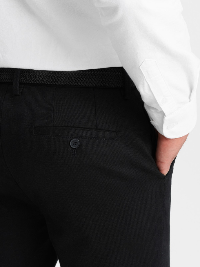 Spodnie męskie chino SLIM FIT z  delikatną teksturą - czarne V5 OM-PACP-0190