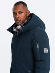 Długa sezonowa kurtka męska w stylu outdoorowym – granatowa V2 OM-JALJ-0202