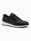 Buty męskie sneakersy sportowe ze skóry ekologicznej – czarne V2 OM-FOSL-0181 