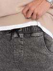 Spodnie męskie marmurkowe jeansowe JOGGERY - szare V3 OM-PADJ-0133