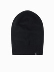 Męska zimowa czapka beanie z bawełnianej dzianiny – czarna V1 OM-ACWH-0124
