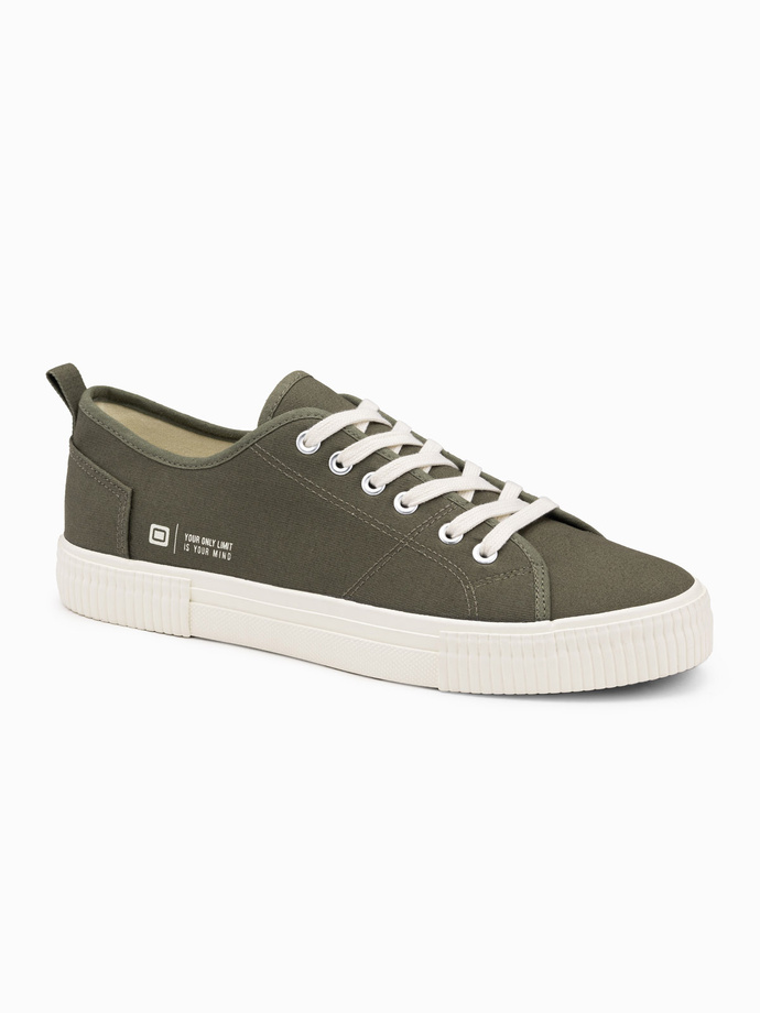 Klasyczne męskie trampki niskie BASIC - oliwkowe V3 OM-FOTL-0145
