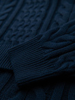Men's elegant sweater with interesting weave - navy blue V5 OM-SWSW-0173