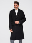 Men's coat with asymmetrical fastening and high collar - light brown V4 OM-COWC-0120