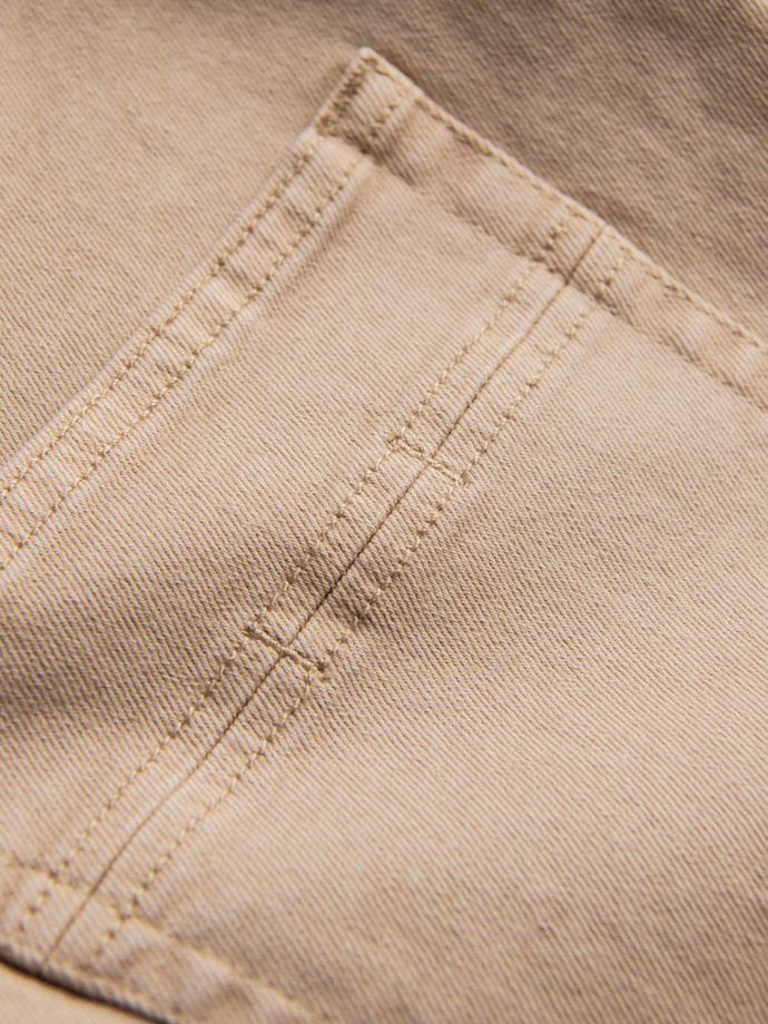 Jeansowe spodnie męskie bez przetarć SLIM FIT - beżowe V8 OM-PADP-0148