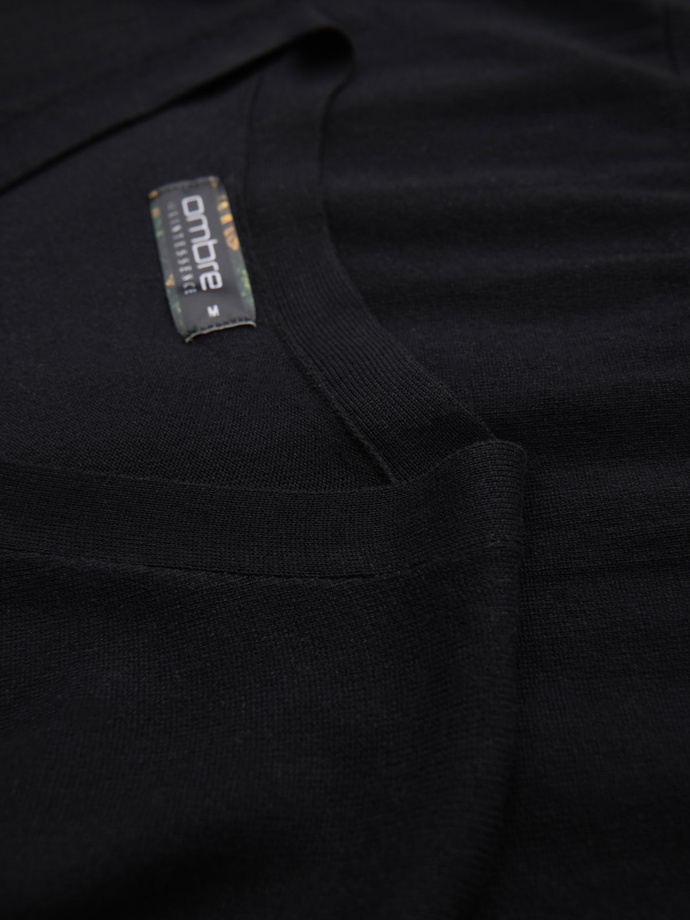 Monochrome knitted men's viscose cardigan - black V2 OM-SWCD-0126 