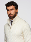 Knitted monochrome men's viscose cardigan - navy blue V1 OM-SWCD-0126