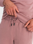Dresowy komplet męski bawełniany BASIC bluza nierozpinana + joggery – ciemnoróżowy V4 Z84