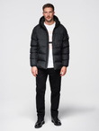 Men's quilted insulated jacket with raglan sleeves - black V4 OM-JAHP-0302