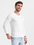 Set of men's SLIM FIT longsleeves with V neckline and logo 2-pack - mix white/black V2 Z103